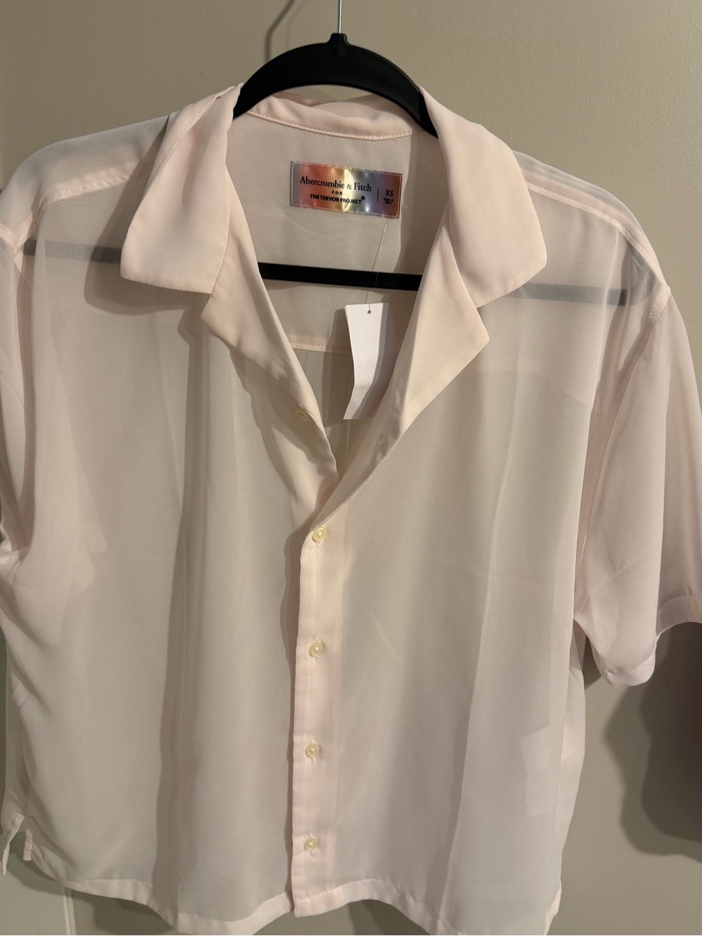 Abercrombie & Fitch Light Pink Short-Sleeve Button Shirt